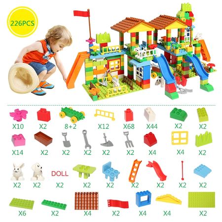 Big Size Building Blocks Amusement Park DIY Compatible Duploed Brick Assembly Bricks Construction Building Toys For Children