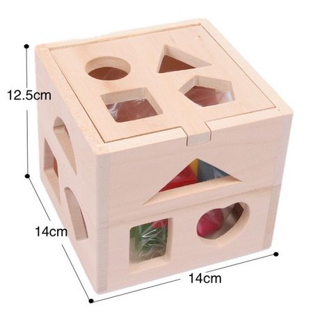 Wooden 13 Hole Intelligence Box Geometric Shape Cognitive Matching Building Blocks Wood 3D Puzzles Learning Toys for Children
