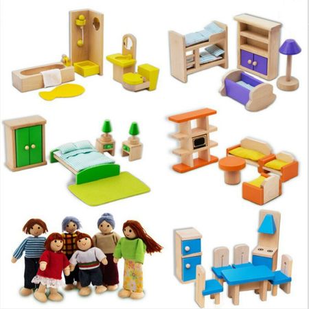 Kits Assembly Doll House Manual Wooden Dollhouse Furniture DIY Miniature 3D Kids' Birthday Gifts Parent-child Role-playing Game