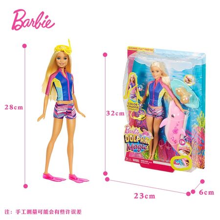 Original Barbie Dolphin Magic Doll Color Change Swimsuit Boneca Brinquedos Toys For Girl Chirstmas Birthday Gift FBD63