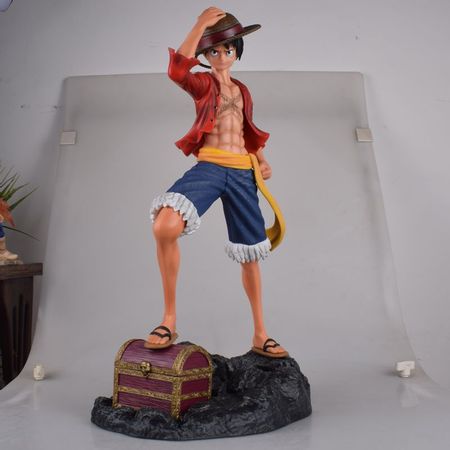 Big Size 1/4 Anime One Piece Luffy Action Figure With Treasure Fashion PVC Cartoon Figurine Toys Collectible Model Boy Gift