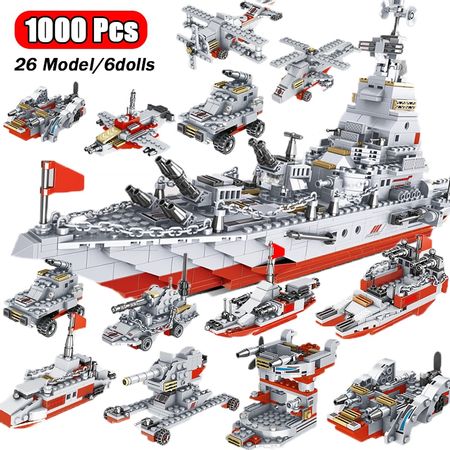 Military Warship Navy Aircraft Army Figures Building Blocks Army Warship Construction Bricks Children Toys