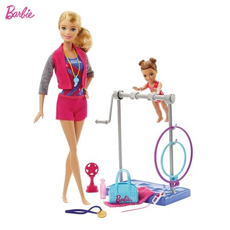 Original Barbie Gymnastics Coach Doll Barbie Girl Toys Gift Box Set Best Gift For Birthday Christmas Juguetes DKJ21