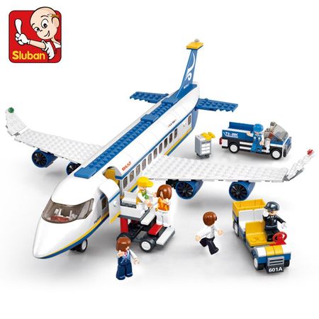 SLUBAN 463pcs Air Plane Passenger Airport City Building Blocks Bricks Boy Toys Chilren Gift For Children  Bricks Compatible With