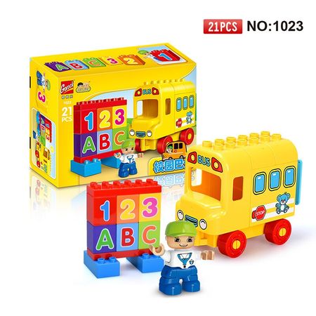 GOROCK 5 Styles Big Blocks School Bus Trucks Building Blocks SET Educational Toys Gifts Figures for Kids Baby Compatible