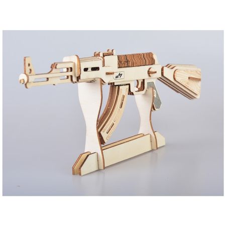 DIY AK47 Submachine Gun Model Toy For Boys Handmade Wooden Puzzle Guns Toys Wood Crafts Assembly Building Kit Military Gifts