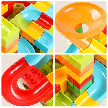 52/208Pcs Marble Race Run Maze Balls Variety Track Building Blocks Children Educational Building Brick Block Toy Birthday Gift