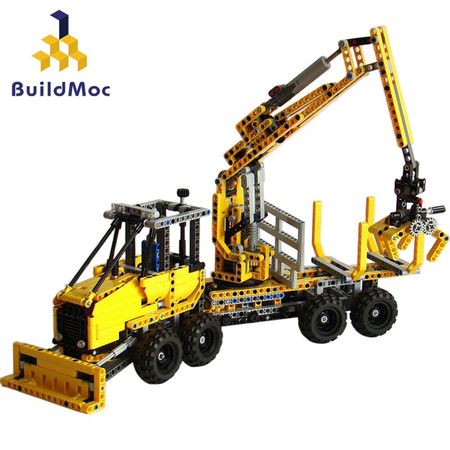 BuildMOC Forwarder Excavator Electric Track Car Building Blocks Compatible Technical Engineering Excavator 8053 Bricks Toys
