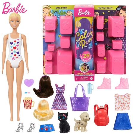 Original Barbie Dolls Blind Box Surprise Color Reveal Girls Doll Change Water Pets Doll Accessories Set Toys for Children GPD54