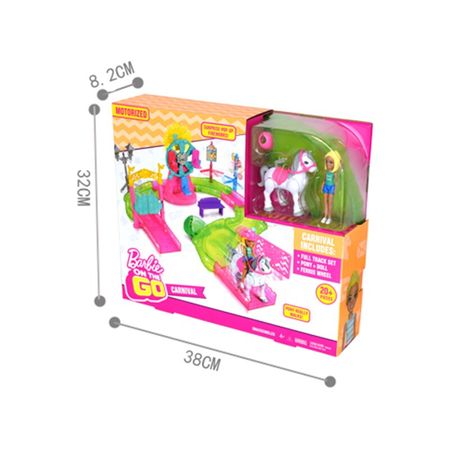 Barbie Doll White Horse Princess Fireworks Mini Race Track Playset Family Baby Girl Toys House for Birthday Girl Toys for Kids