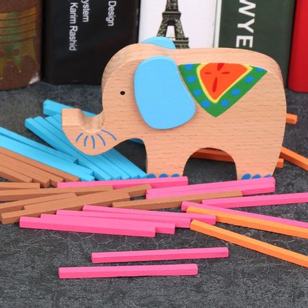Novelty Wooden Stick Elephant Balance Game Math Toys Cute Cartoon Animal Baby Educational Learning Montessori Toy for Children