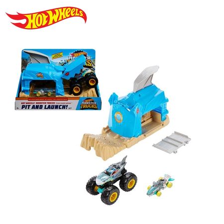 Original Hot Wheels Monster Trucks Car Toys Competition Kids set Wild Shark Launch Hotwheels Truck Toys for Children Gifts GKY01