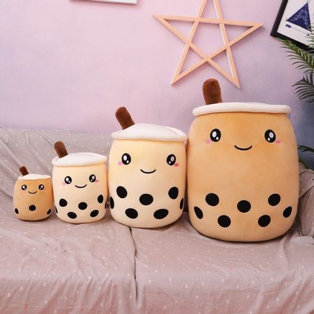 25cm adorable cartoon bubble tea cup shaped pillow with suction tubes real-life stuffed soft back cushion funny boba food gift