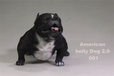 1/6 Scale American Bully Dog 1/6 Black Pitbull Puppy Dog Animal Simulation Model Toy