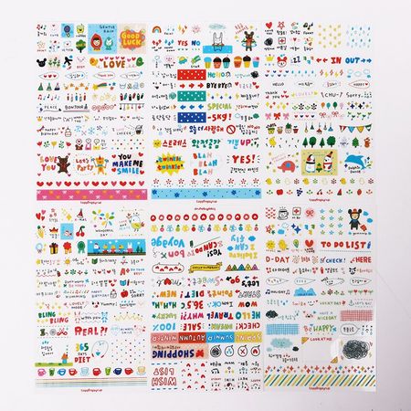 6PCS/set Kawaii Cute Drawing Market Planner Book Diary Decorate Stationery Stickers PVC Kids Boy Girl Toys