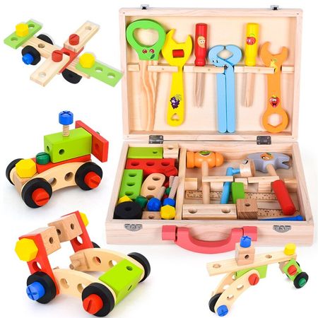 Wooden Multifunctional Maintenance Tool Set Box Wooden Toy Baby Nut Combination Educational Toy Gifts