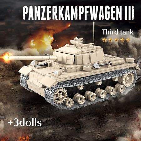711Pcs City Military Bricks World War WW2 Panzerkampfwagen III Tank Model Soldier Figures Building Blocks Toys For Boys