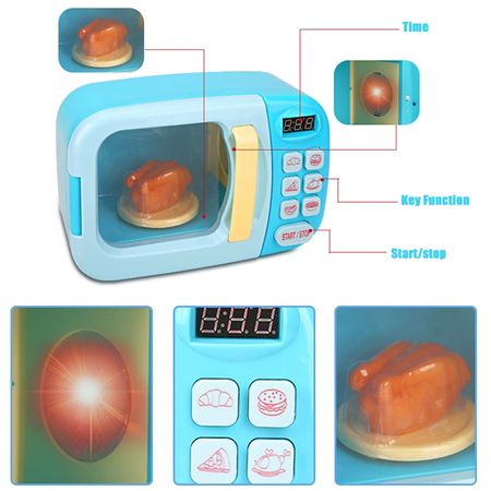 Kid's Kitchen Toys Simulation Microwave Oven Educational Toys Mini Kitchen Food Pretend Play Cutting Role Playing Girls Toys
