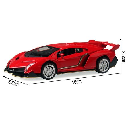 3 Color 16cm Alloy Cars Sport car Pull Back Veneno Diecast Model Toy with light flashing simulation sound Gift toy For Kids