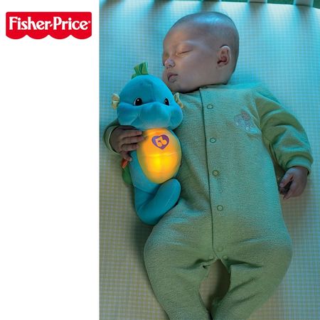 Original Fisher Price Sound And Light Plush Hippocampus Doll Appease Hypnosis 0-24 Months Baby Music Educational Toys Gift