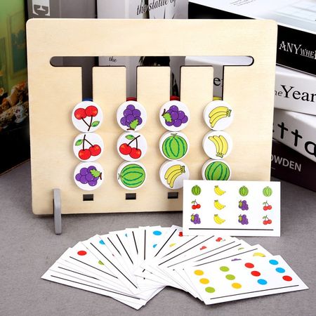 Colors and Fruits Double Sided Matching Game Logical Reasoning Training Kids Educational Toys Children Wooden Toy Montessori Toy
