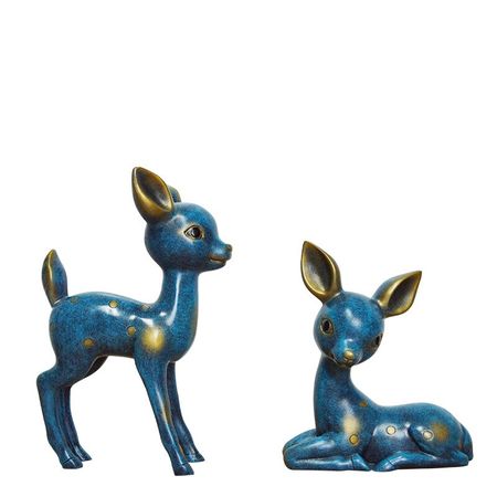 2 Sets of Cute Elk Resin Figurines Home Decorations Desktop Accessories Fairy Tale Garden Animal Statue Daily Collection