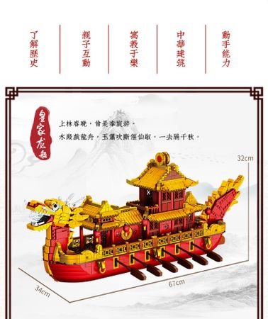 Compatible with Lepining Bricks MOC Creator Dragon Boat Model Kit Building Blocks Ship Educational Toys For Children DIY Gifts