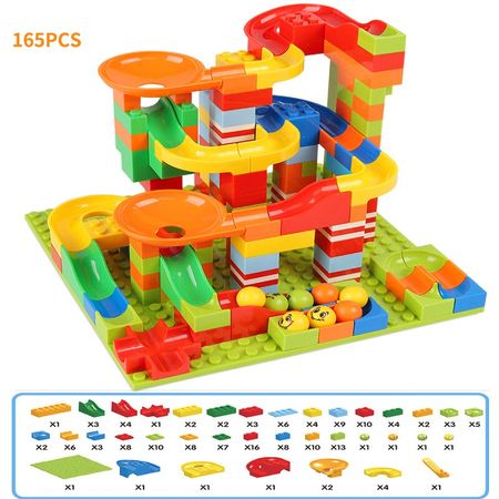 330PCS Marble Race Run Building Blocks Compatible Bricks Set Educational Constructor Toys for Children Gift