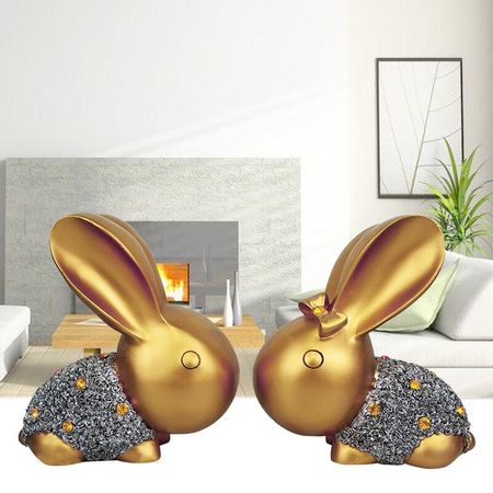 2 Sets of Cute Rabbit Resin Figurines Home Decorations Desktop Accessories Fairy Tale Garden Daily Collection Rustic Home Decor