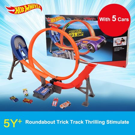 Hot Wheels Electric Convolution Trick Raceway Pack Y3105 Cars Toy Boys Birthday Present Educational Toy Gift With 5 Small Cars