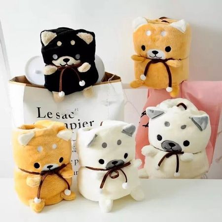 Creative Cute Shiba Inu Dog Strip Office Office Nap Air Conditioning Blanket Plush Toys Children Covered Tummy Small Blanket