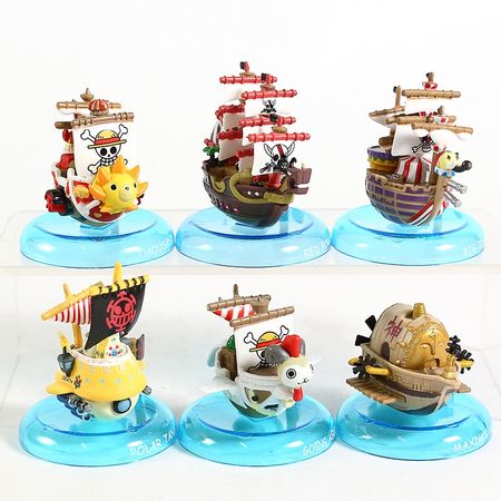 6pcs/set Pirate Ship Figure Toys Anime One Piece Pirate Boat Thousand Sunny Going Merry PVC figure Collection Model Toys