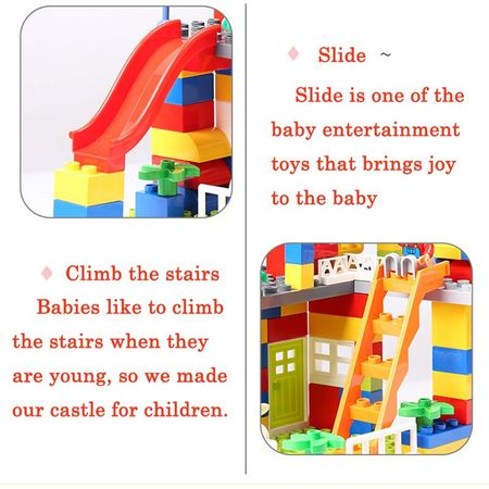 89pcs Colorful City House Roof Big Particle Building Blocks Compatible LegoING Duploed Castle Educational Toy For Children Gifts