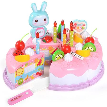 37Pcs/set DIY Cake Toy Cutting Food Fruit Kitchen  Birthday Toys Kids Plastic Pretend Play Girls Simulation Cocina De Juguete