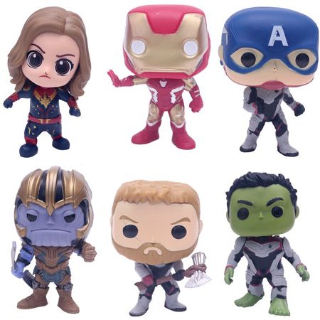 6pcs/set Marvel Avengers Super Hero Iron Man Thanos Hulk Thor Captain American PVC Action Figure Toys