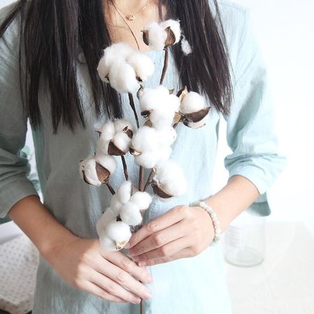 Naturally Dried Cotton Flower Artificial Fake Flowers Plants Floral Branch for Wedding Party Decoration Fake Flowers Home Decor