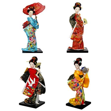 25cm Kawaii Japanese Lovely Geisha Figurines dolls with beautiful kimono New house office decoration Miniatures birthday gift