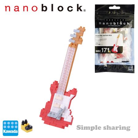 New Nanoblock Electric Guitar Red Mini Collection Series NBC-171 160 Pieces Diamond Building Blocks Creative Toy For Children