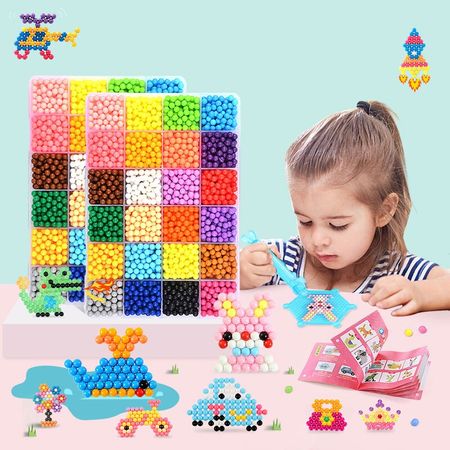 Water Sticky Beads Toy DIY String Aquabeads Magic Bead Toy DIY Educational Puzzle Children Aqua Bead Toys for Boys Girls