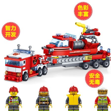 348pcs Fire Fighting Car Helicopter Trucks Boat Building Blocks 4 in 1 city Firefighter construction mini bricks toys gift
