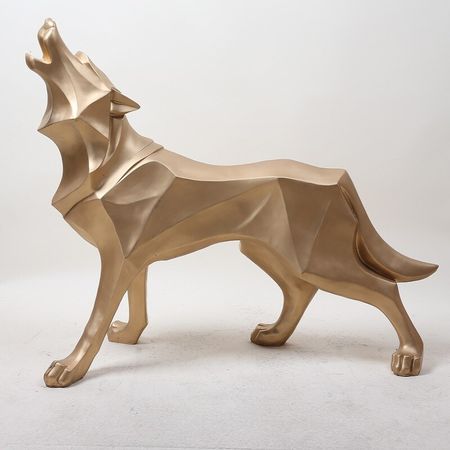 Wolf Statue Modern Abstract Geometric Style Resin Wolf Animal Figurine Office Home Desktop Office Decoration Accessories Gift