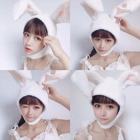 Popular Girls Rabbit Headband Plush Rabbit Ears Hoops White Bunny Ears Headdress Gifts for Woman Photographic Tools Selfie