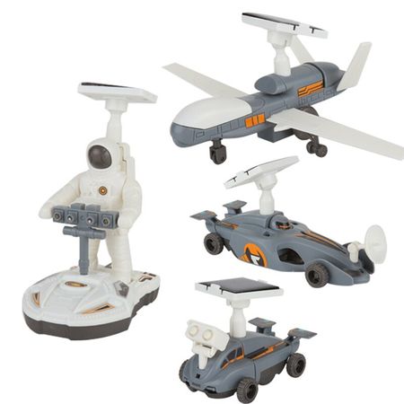 4 in 1 Solar Toy Puzzle DIY Assembled Astronaut UAV Space Vehicle Developmental toys Plastic Christmas Gfit foy kid