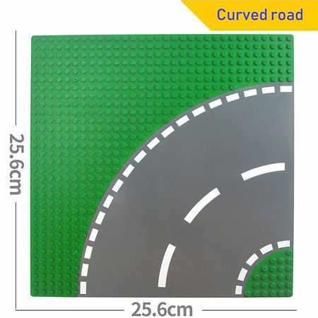 32*32 Dots Green Street Baseplates Straight Crossroad Curve T-Junction Compatible with lego Classic City Road Base Plate