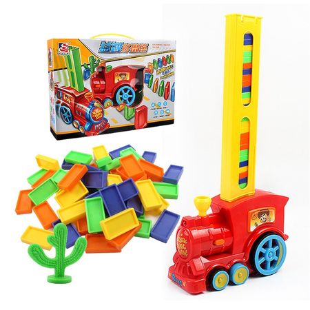 60Pcs Electric Domino Car Model Toy Set Train Creative Colorful Dominoes Blocks Game Educational Rainbow Toys For Children Gifts