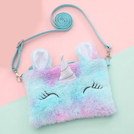 Girls Unicorn Plush Shoulder Bag Handbag Cartoon Crossbody Messenger Bag Wallet Kids Keys Coin Purse Toy GIfts