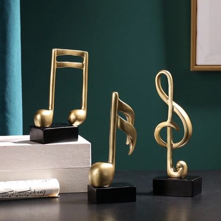 Nordic Notes Decoration Accessories Figurine Golden Musical Symbol Statue Handicraft Wine Cabinet Desk Home Decor Ornament