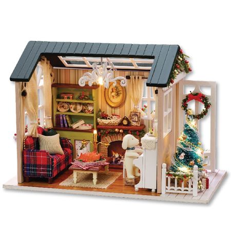 Doll House Furnitures Kits Miniature Model DIY Dollhouse With  Wooden House Toys For Children Birthday Gift