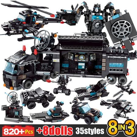 City Police Station Car Motorcycle Building Blocks SWAT Team Weapons Technic Truck Ship Robot Bricks Diy Toys Sets For Children