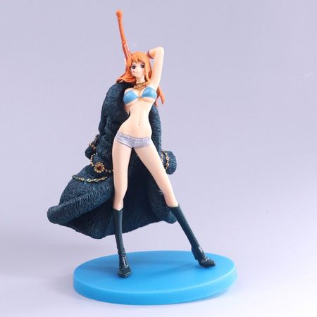 Japen Anime One piece 20th Anniversary Nami Sexy Blue Rich Coat PVC Action Figure Collection Model Toy Doll Gifts 20cm